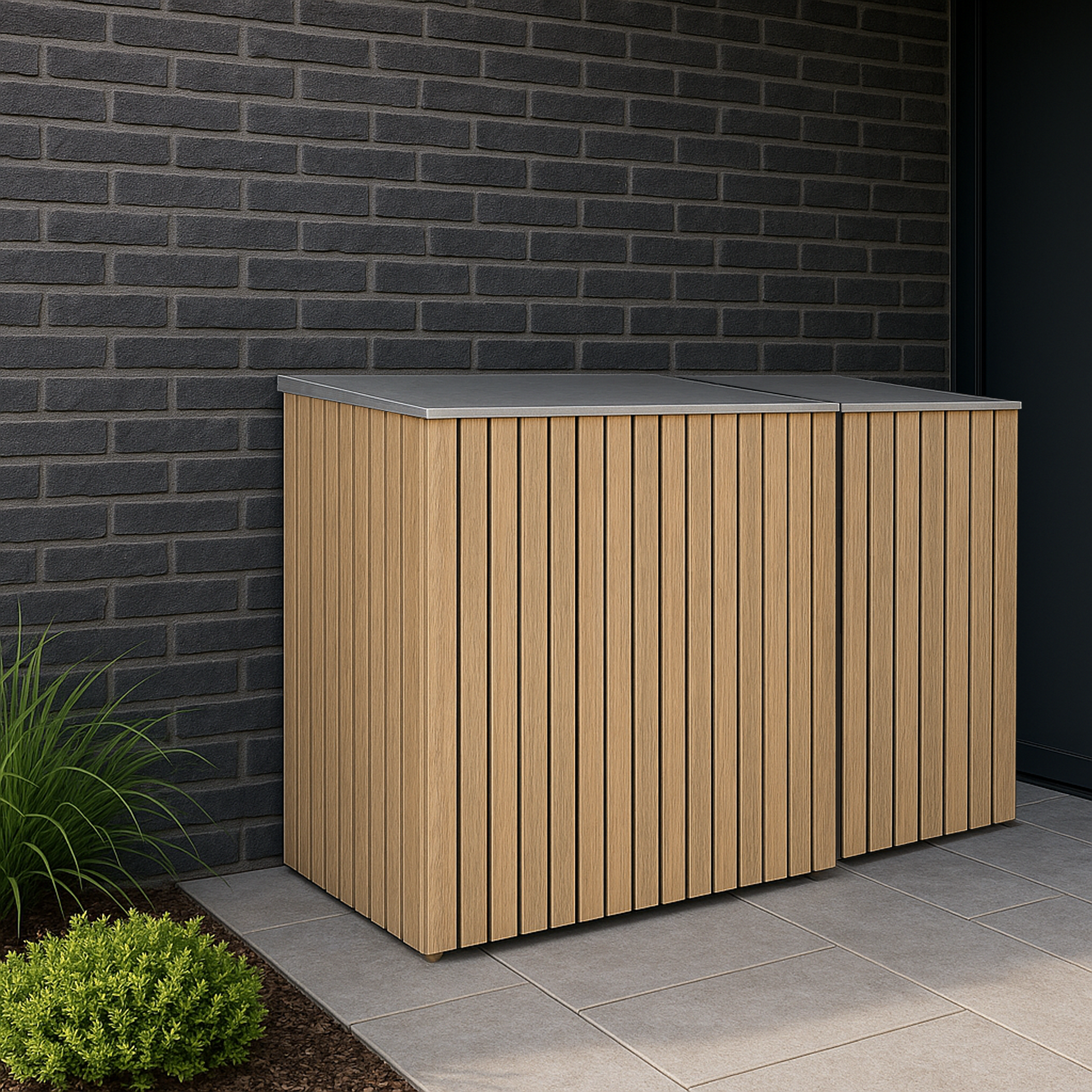 Double Wheelie Bin & Recycling Box Storage