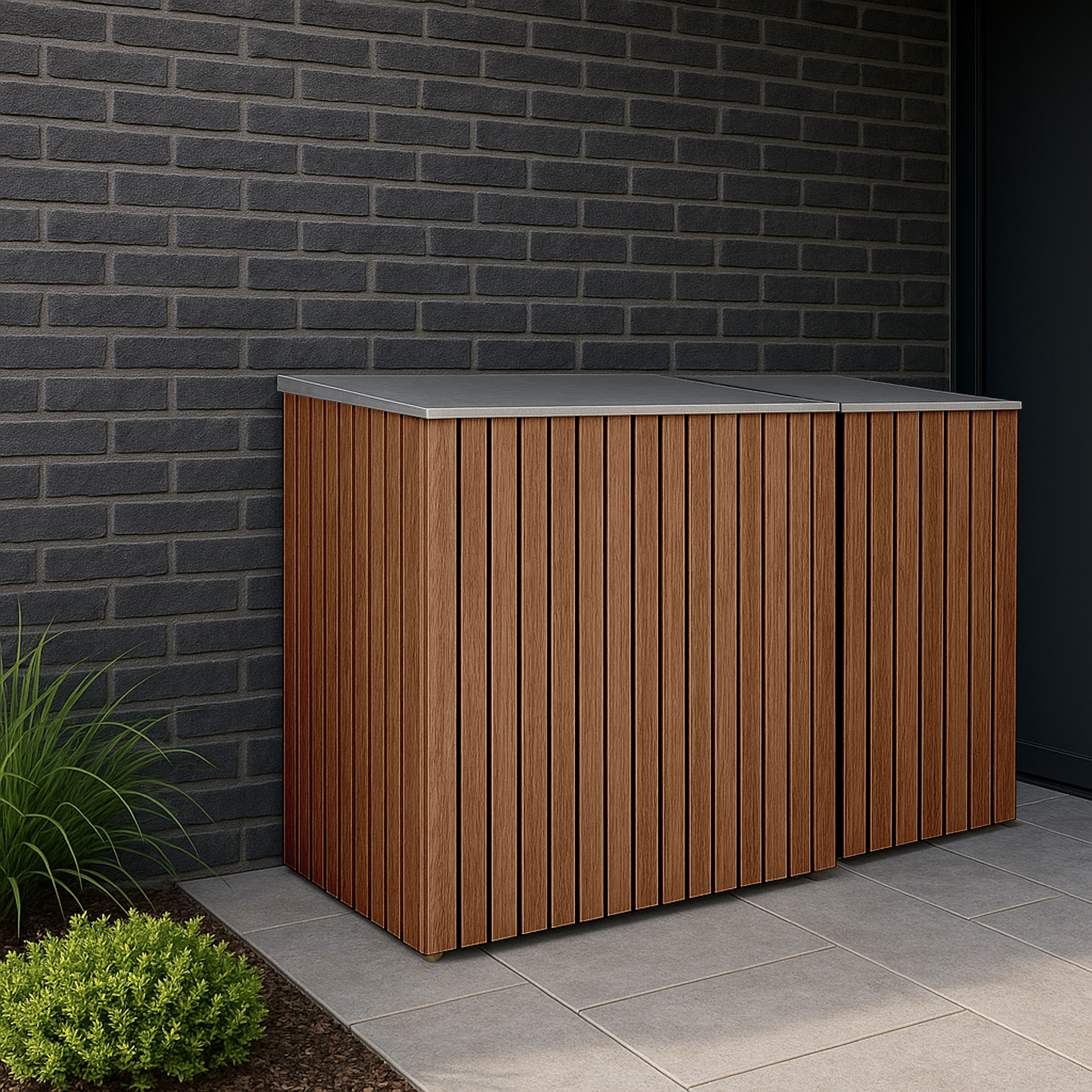 Double Wheelie Bin & Recycling Box Storage