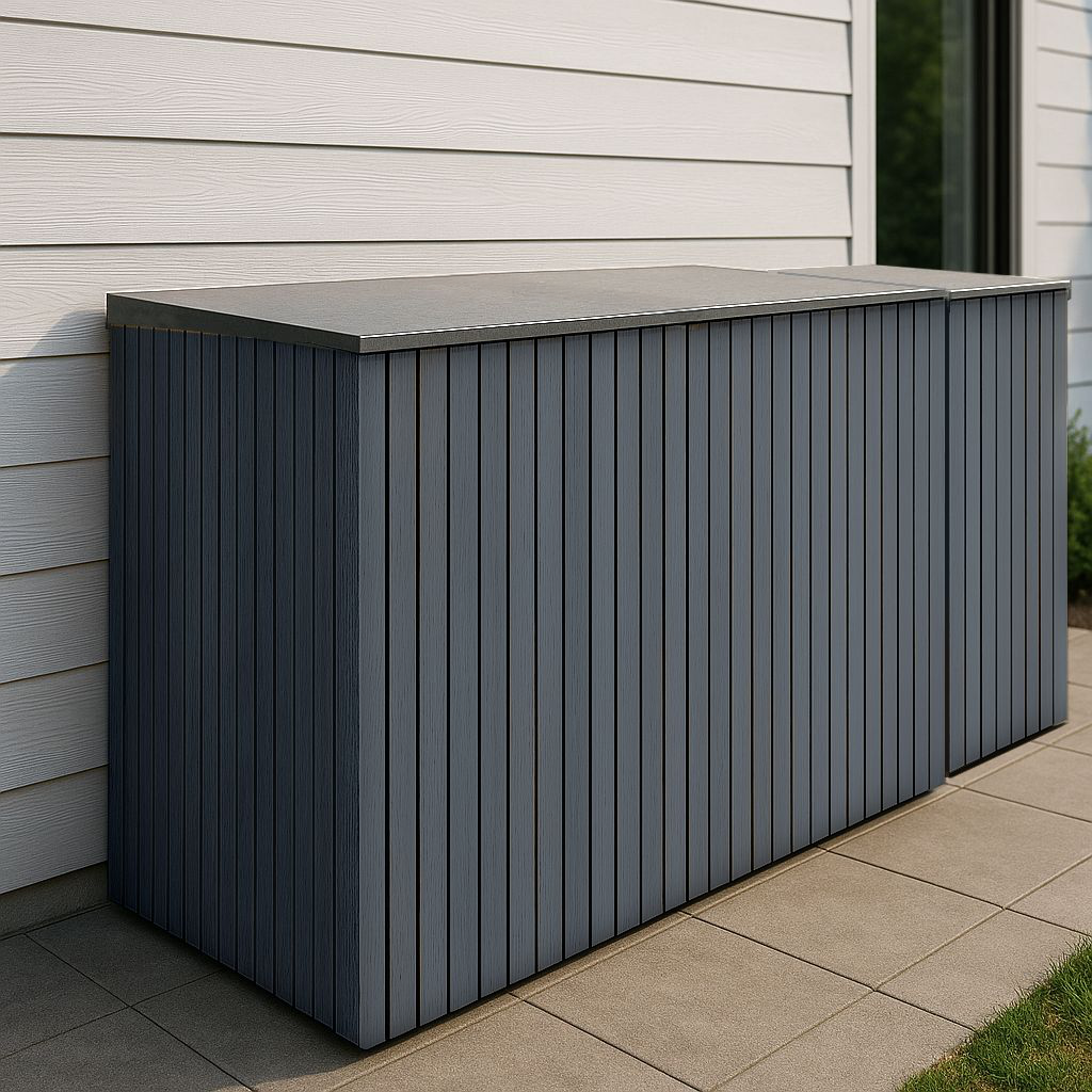 Triple Wheelie Bin & Recycling Box Storage