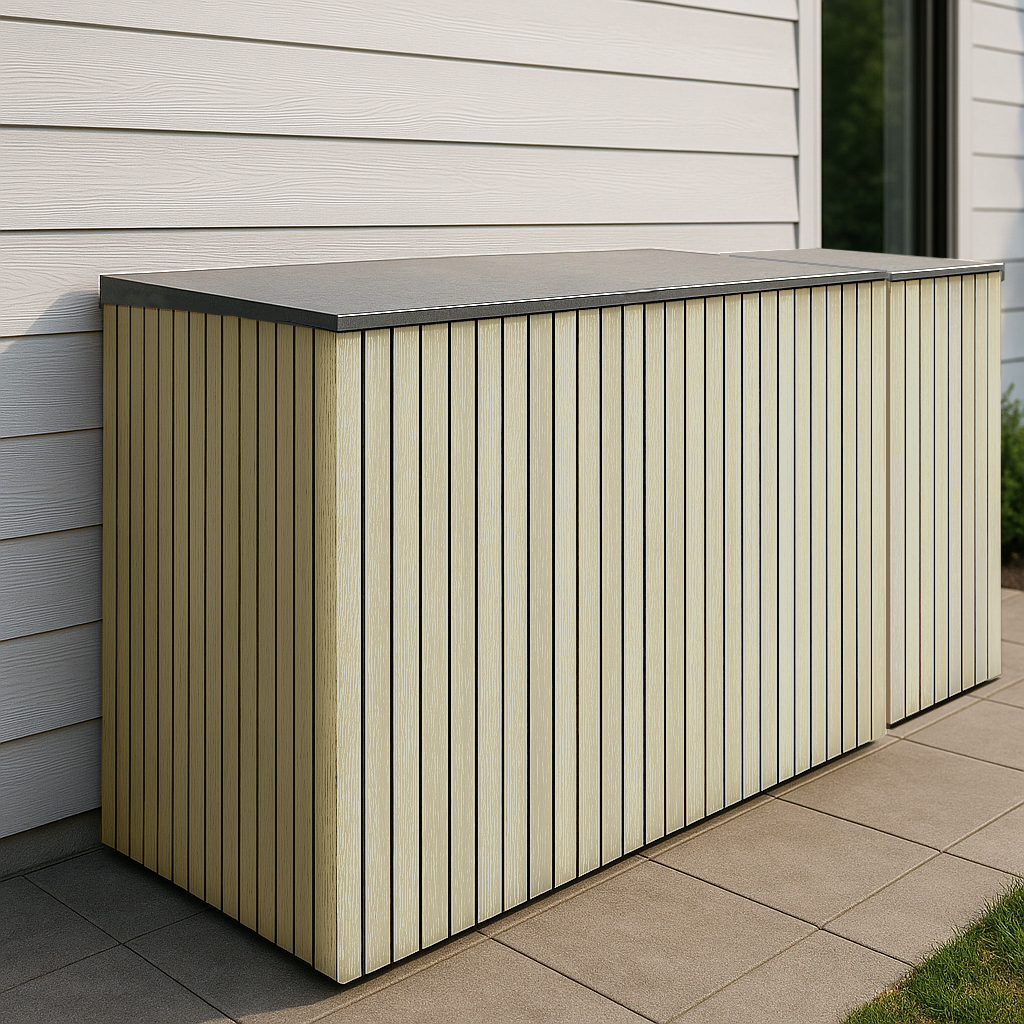 Triple Wheelie Bin & Recycling Box Storage