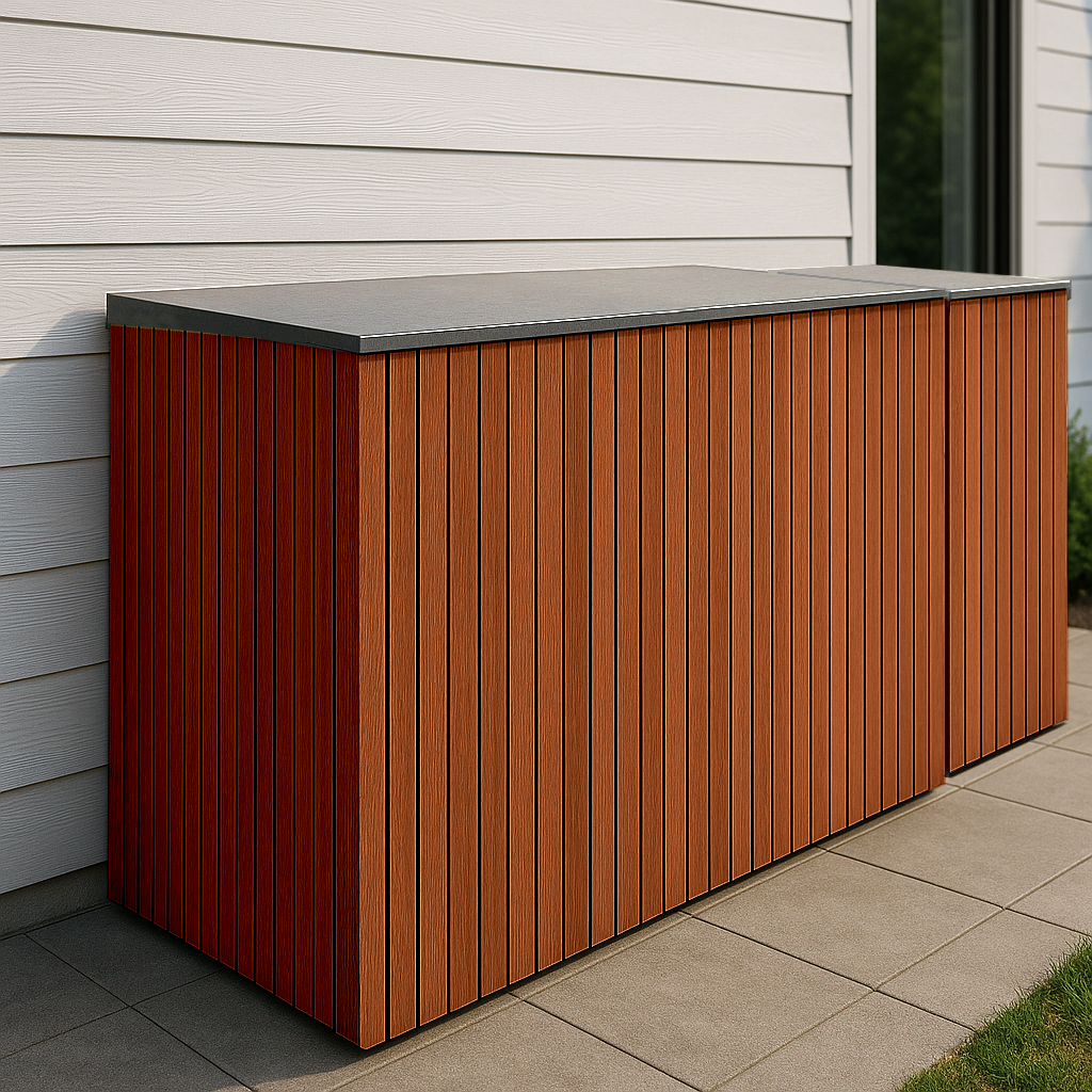 Triple Wheelie Bin & Recycling Box Storage