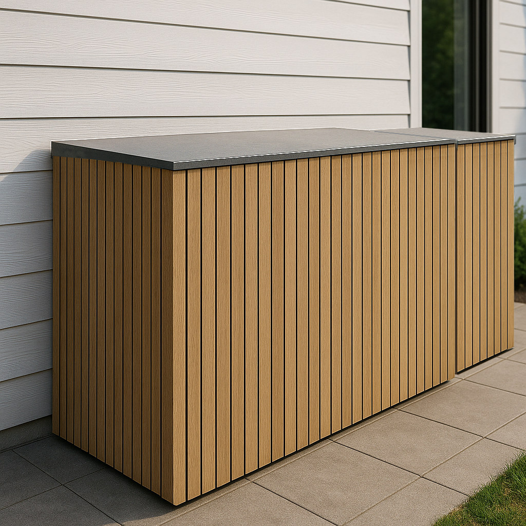 Triple Wheelie Bin & Recycling Box Storage