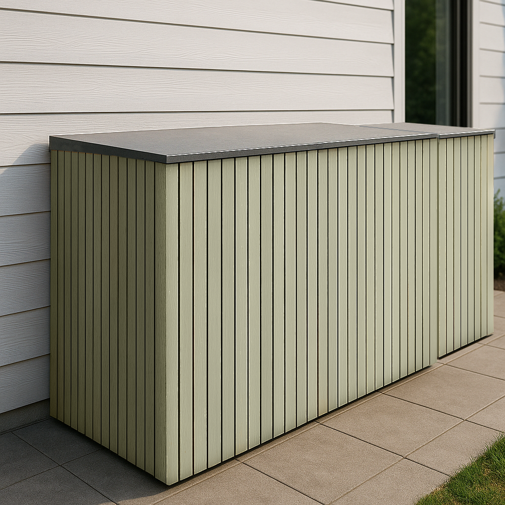 Triple Wheelie Bin & Recycling Box Storage