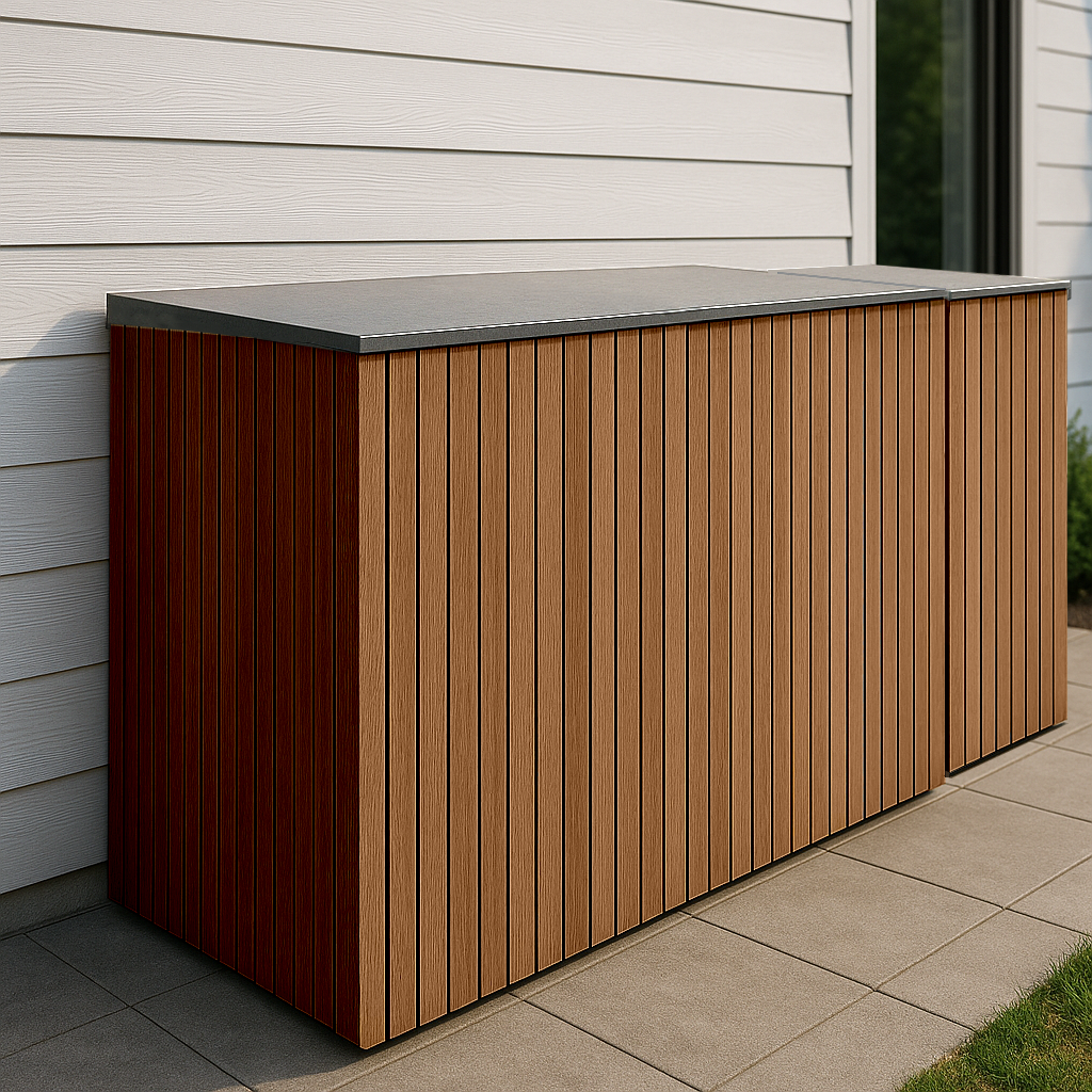 Triple Wheelie Bin & Recycling Box Storage